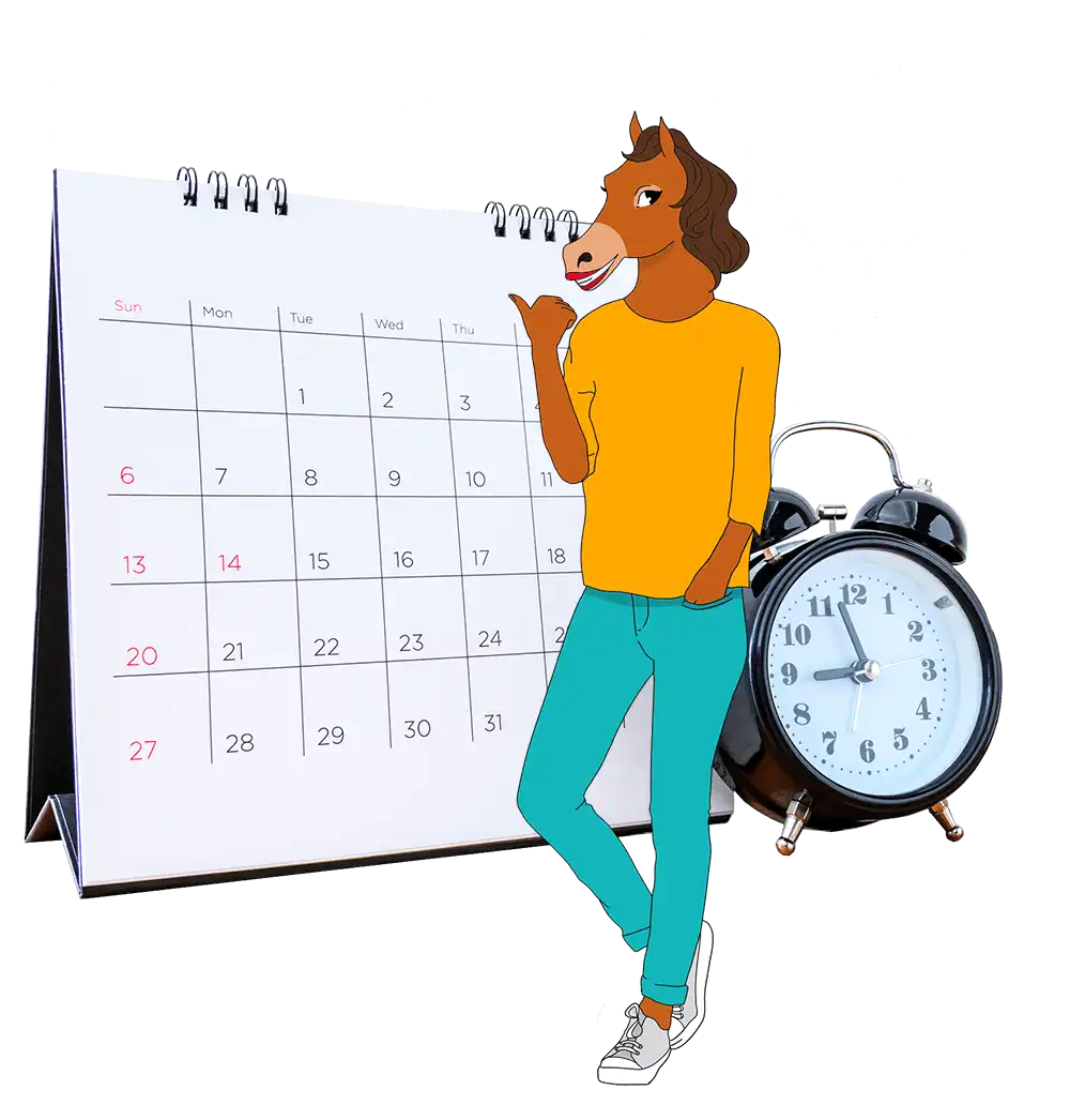 Programme CAP AEPE, en avant ! Illustration d’un calendrier et d’un réveil pour organiser sa formation CAP AEPE à Mérignac