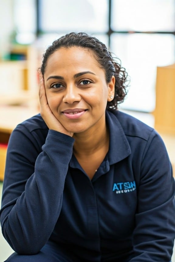 Candidature au concours ATSEM : future ATSEM souriante dans une salle de classe maternelle