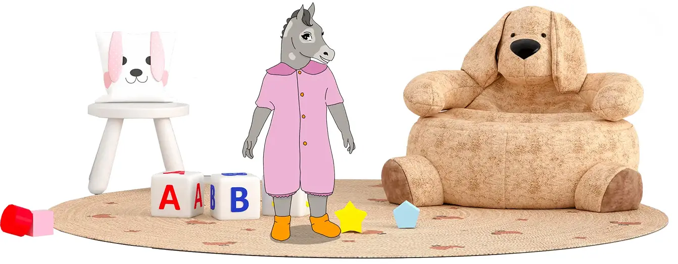 Illustration du programme CAP AEPE : univers de la petite enfance avec jouets éducatifs